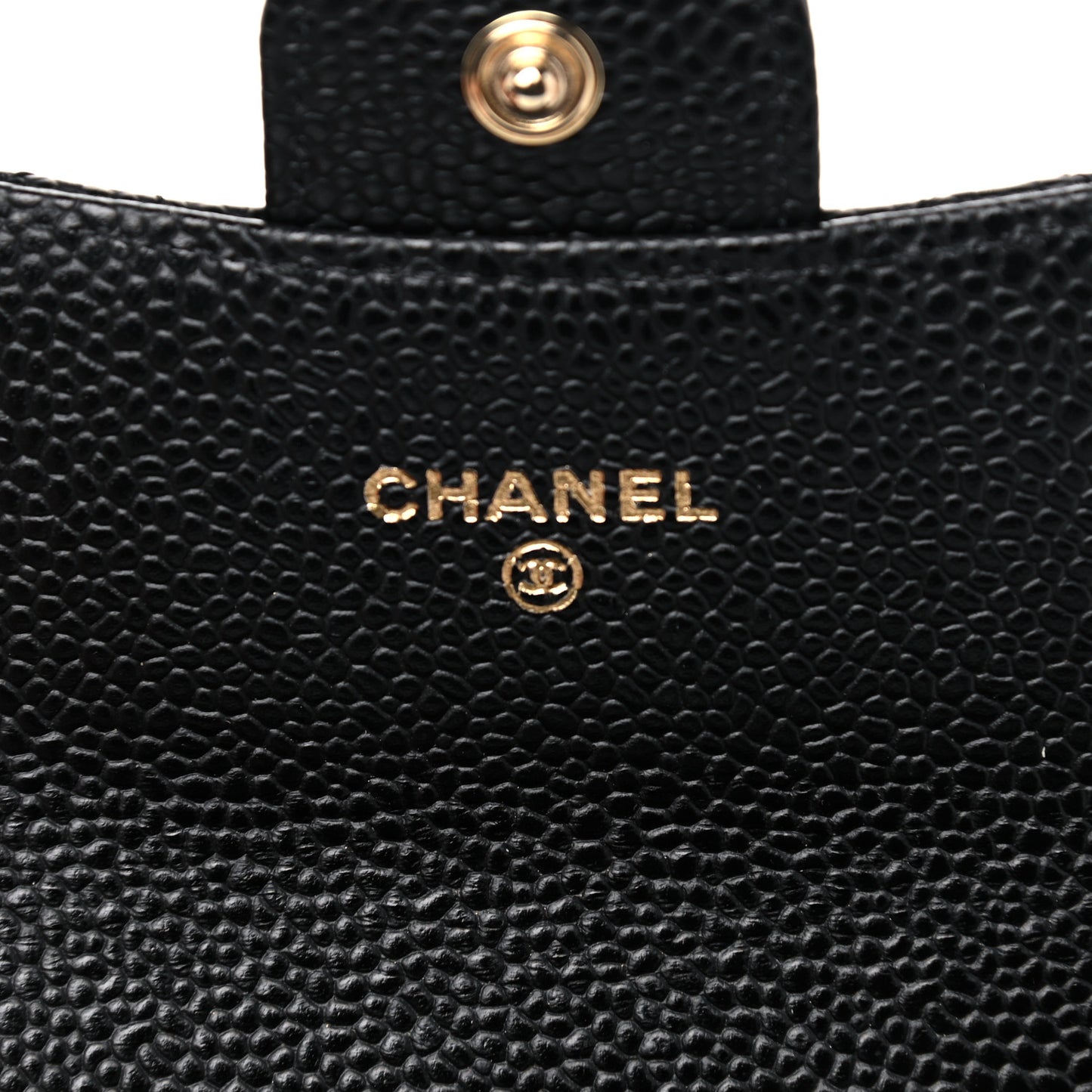 Caviar Quilted Flap Card Holder Wallet Black