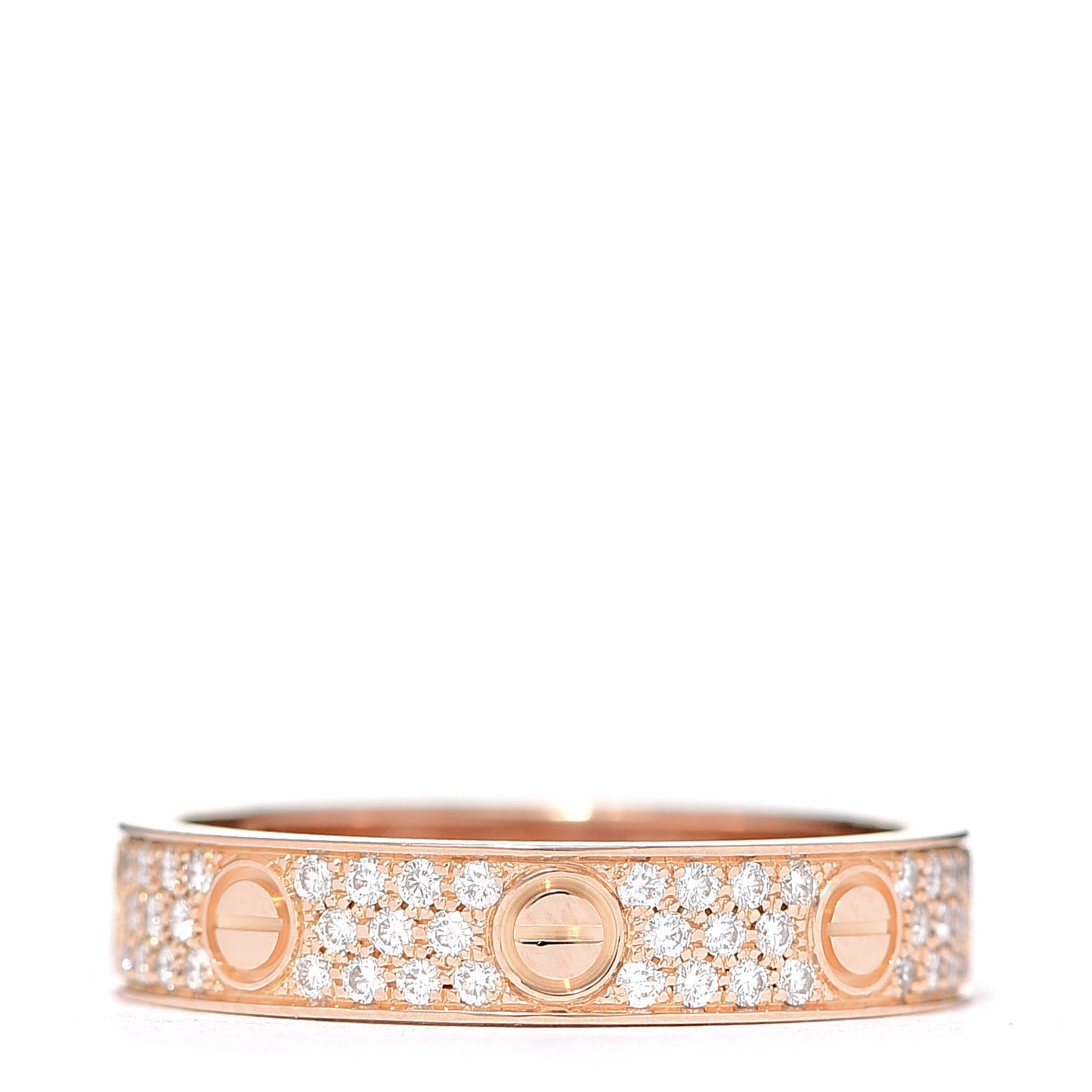 18K Pink Gold Diamond 4mm LOVE Wedding Paved Band Ring 52 6