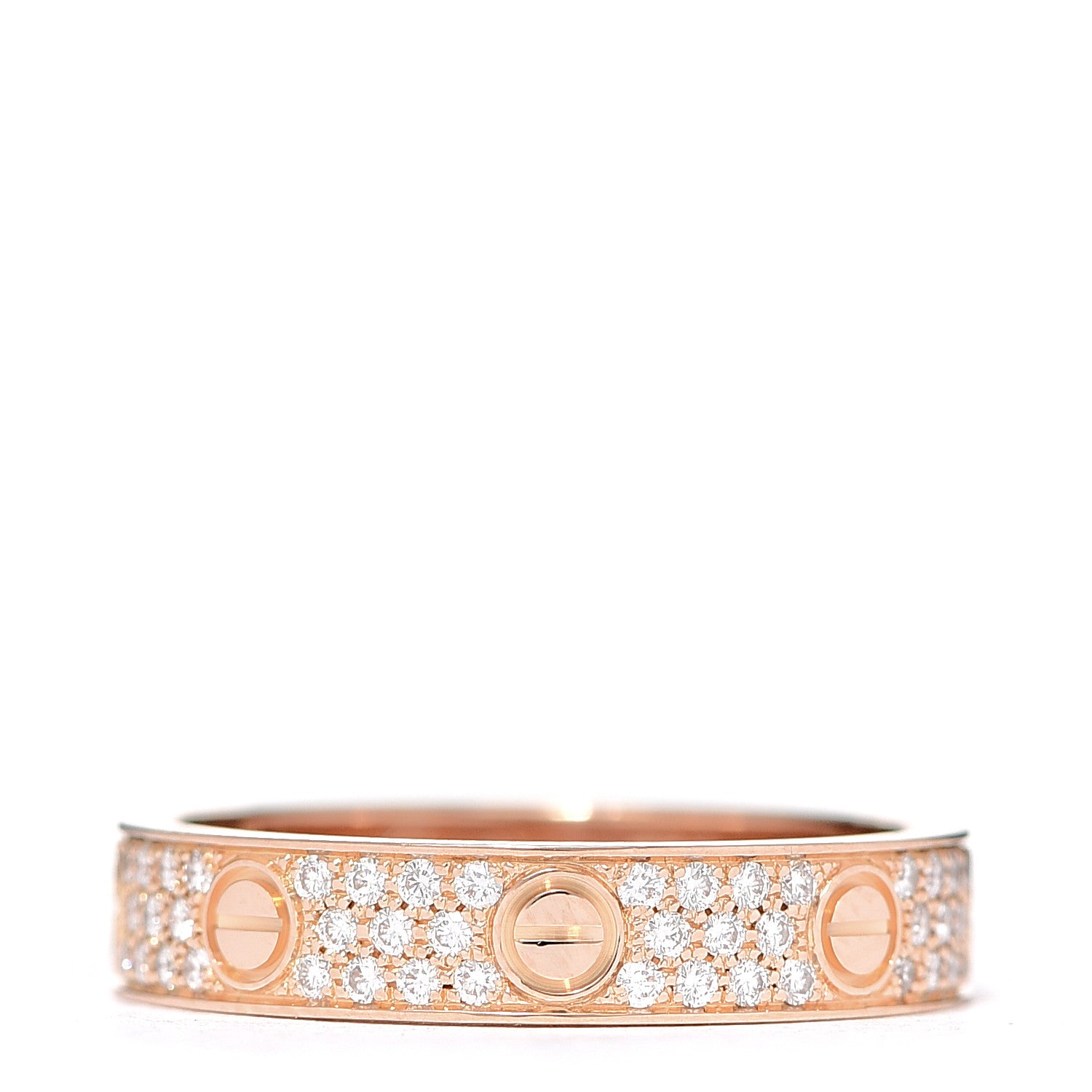 Cartier 18K Pink Gold Diamond 4mm LOVE Wedding Paved Band Ring 52 6 1 of 4