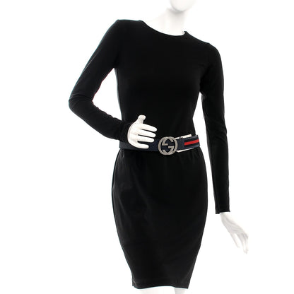 Gucci Calfskin Web Interlocking G Belt 75 30 Blue 2 of 8