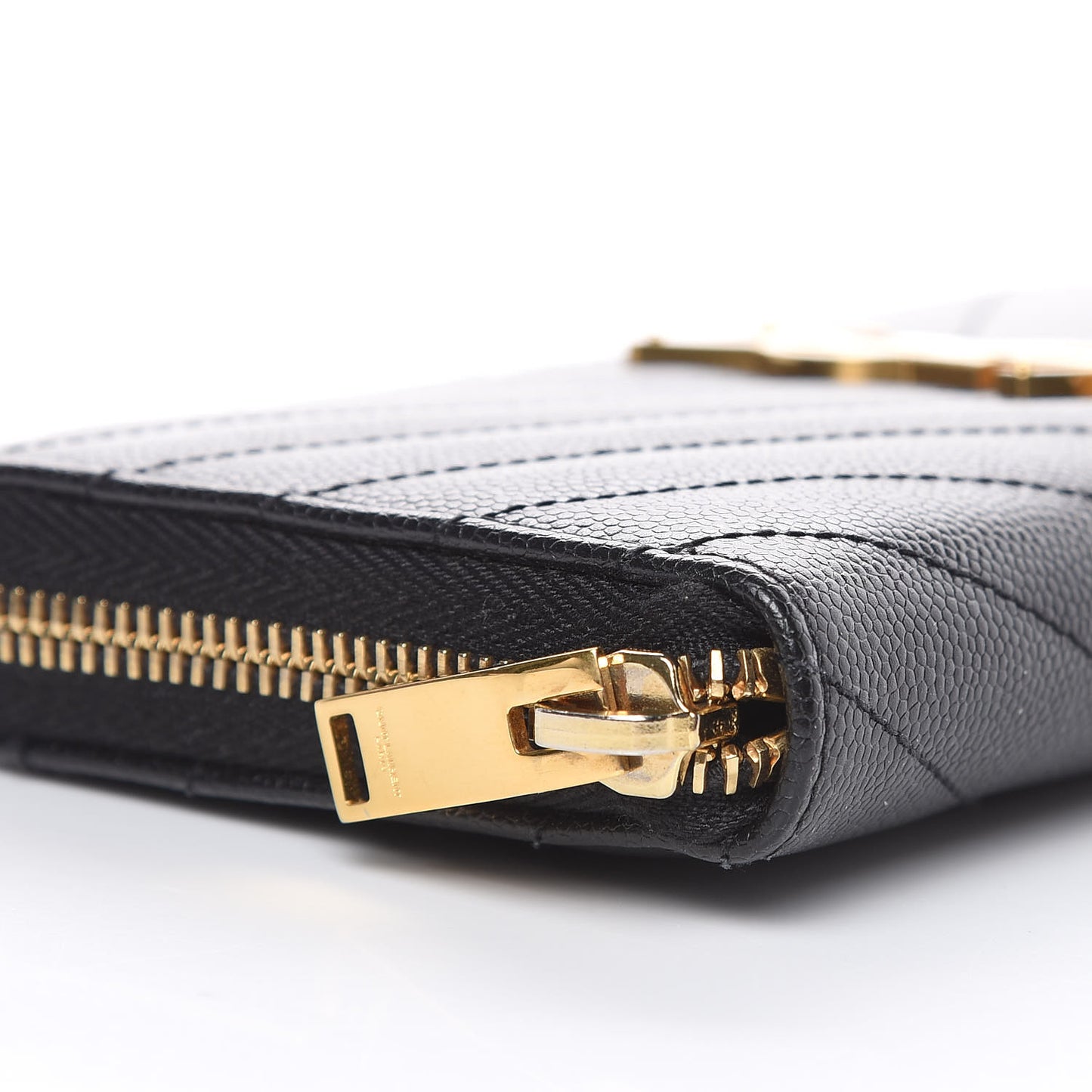 Grain De Poudre Matelasse Chevron Monogram Zip Around Wallet Black