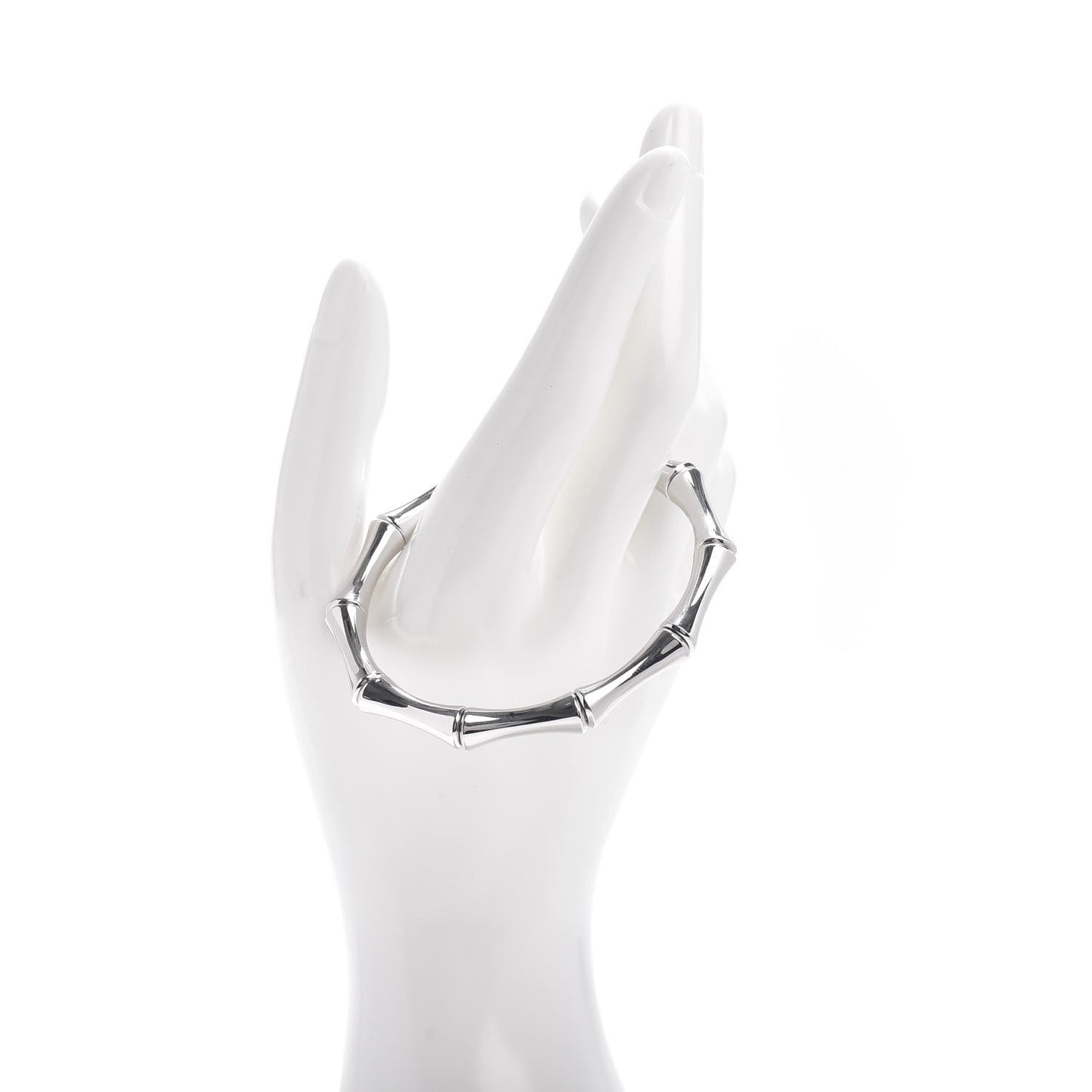 18K White Gold Medium Bamboo Spring Bracelet