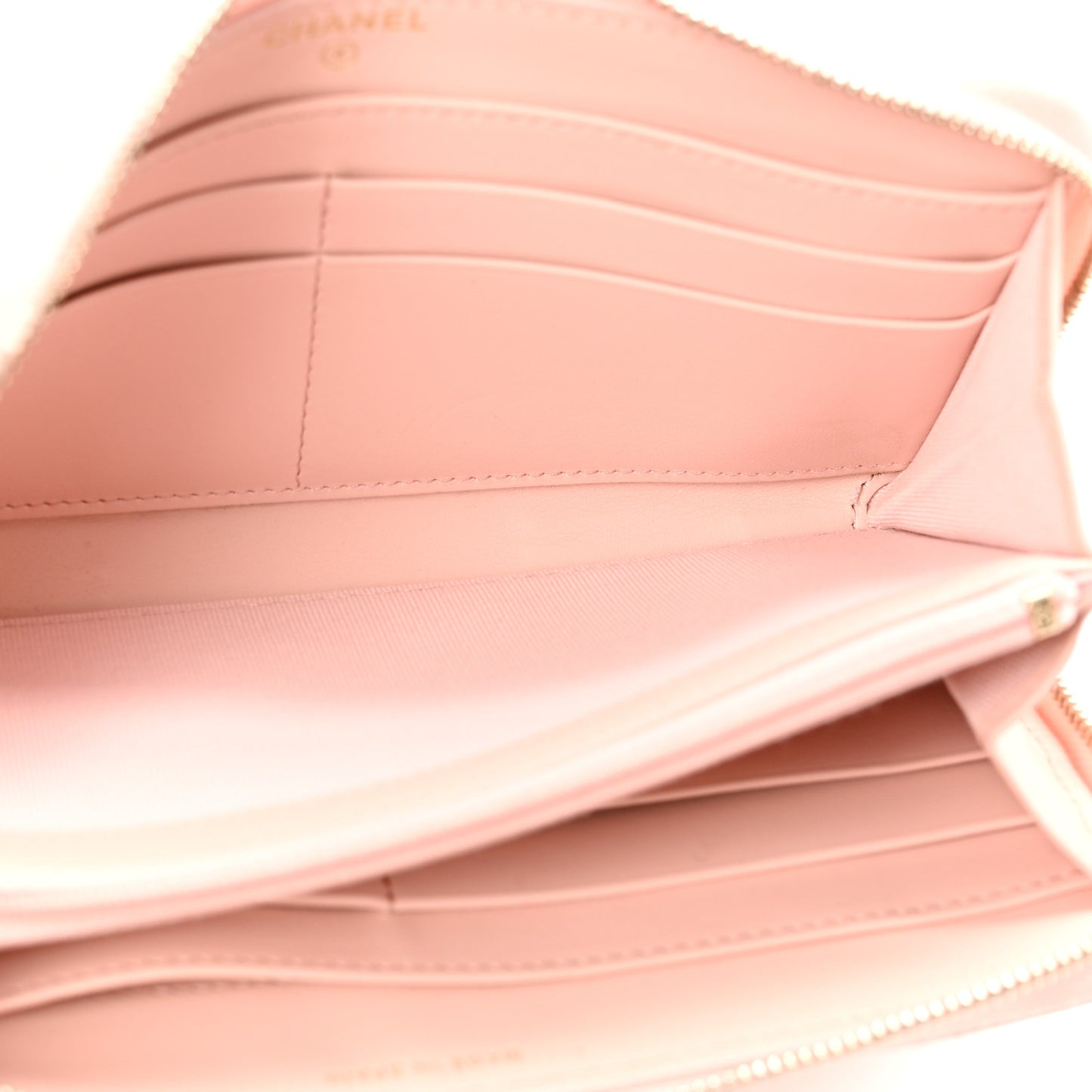 Caviar Quilted Large Gusset Zip Around Wallet Light Pink