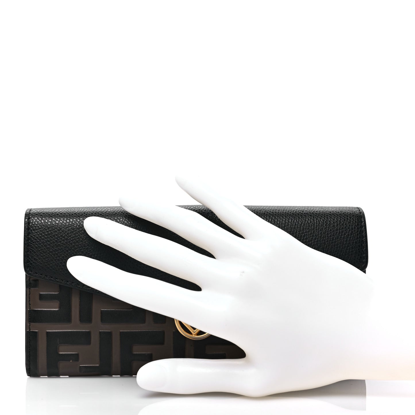 Vitello Cruise F is Fendi Bi-Color FF 1974 Embossed Continental Envelope Wallet Maya Black