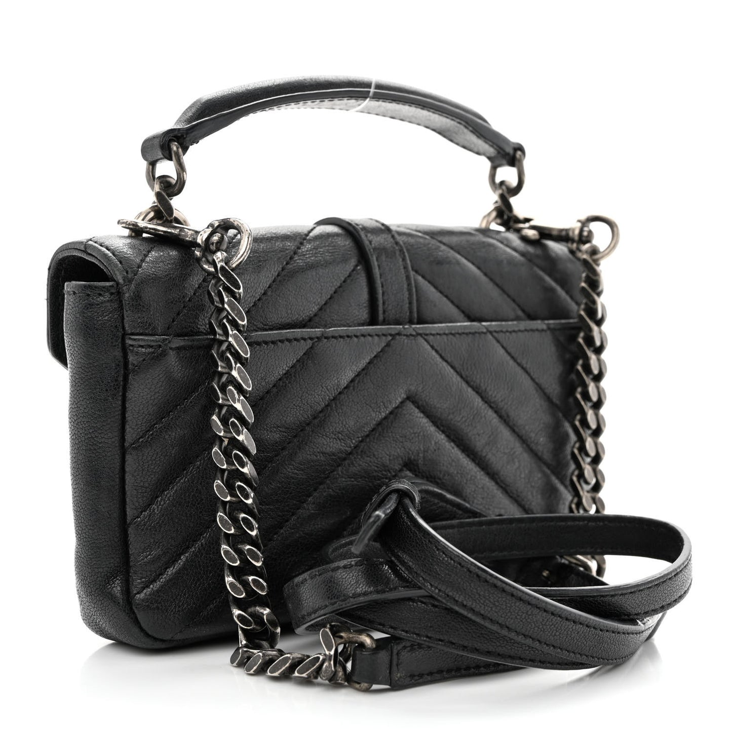 Saint Laurent Chevron Shoulder Bag Black