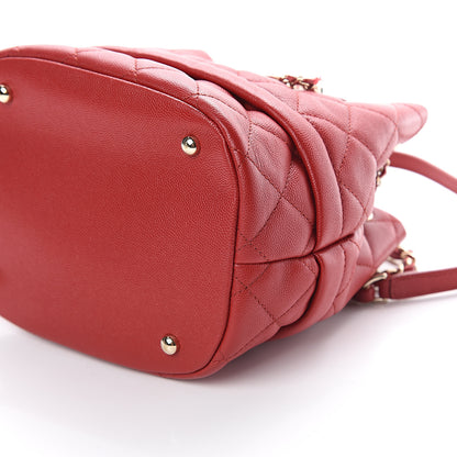 Chanel Caviar Quilted Rolled Up Bucket Drawstring Bag Red 9 of 9