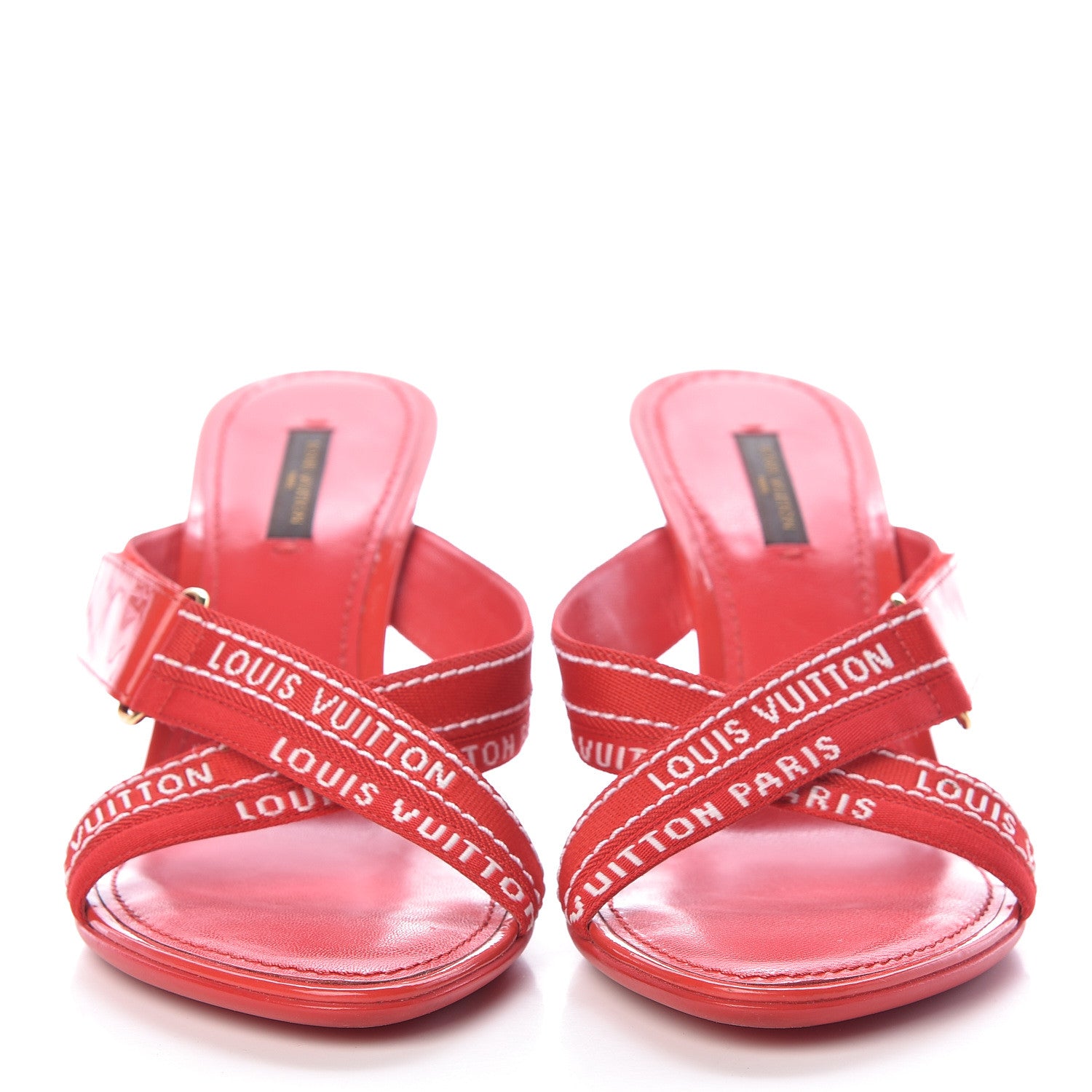 Louis Vuitton Patent Ribbon Slide Sandal 38.5 Red 2 of 15
