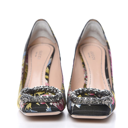 Gucci Jacquard Romantic Bouquet Dionysus High Heel Pumps 37.5 Black Multicolor 2 of 12