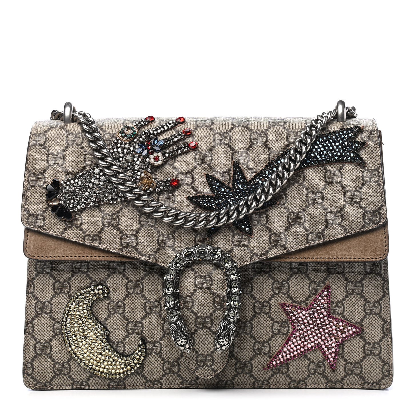 GG Supreme Monogram Shooting Star Embroidered Medium Dionysus Shoulder Bag Beige