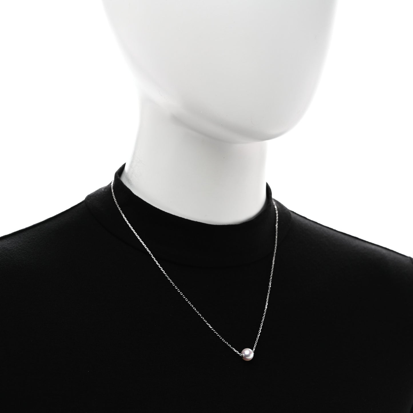 18K White Gold Akoya Cultured Pearl 8-8.5mm Single Pendant Necklace