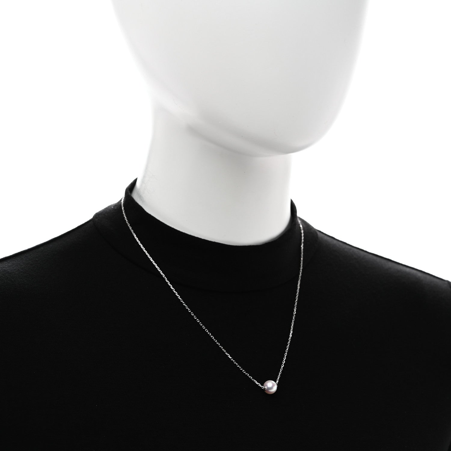 Mikimoto 18K White Gold Akoya Cultured Pearl 8-8.5mm Single Pendant Necklace 2 of 6