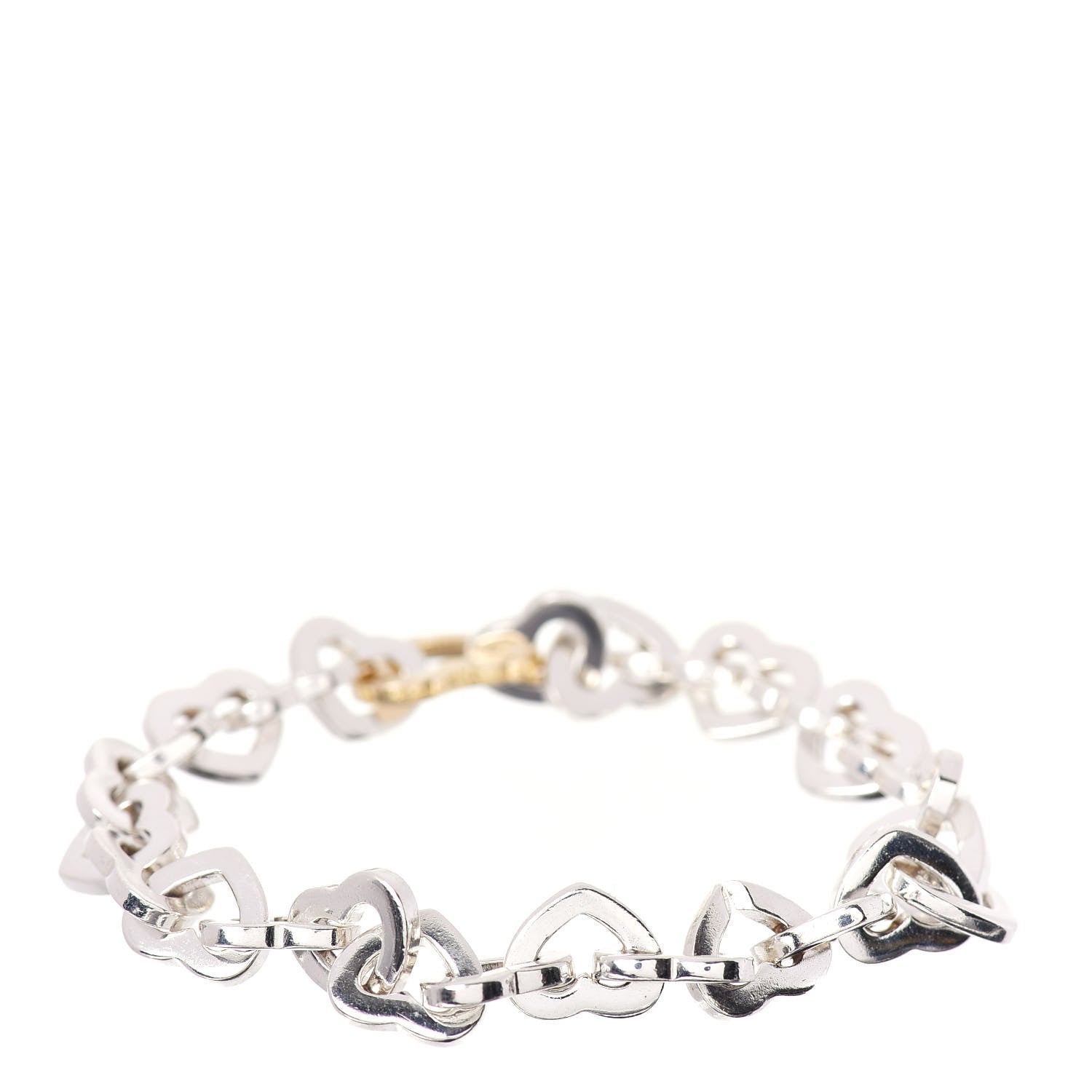 Tiffany Sterling Silver 18K Yellow Gold Heart Links Bracelet 3 of 4