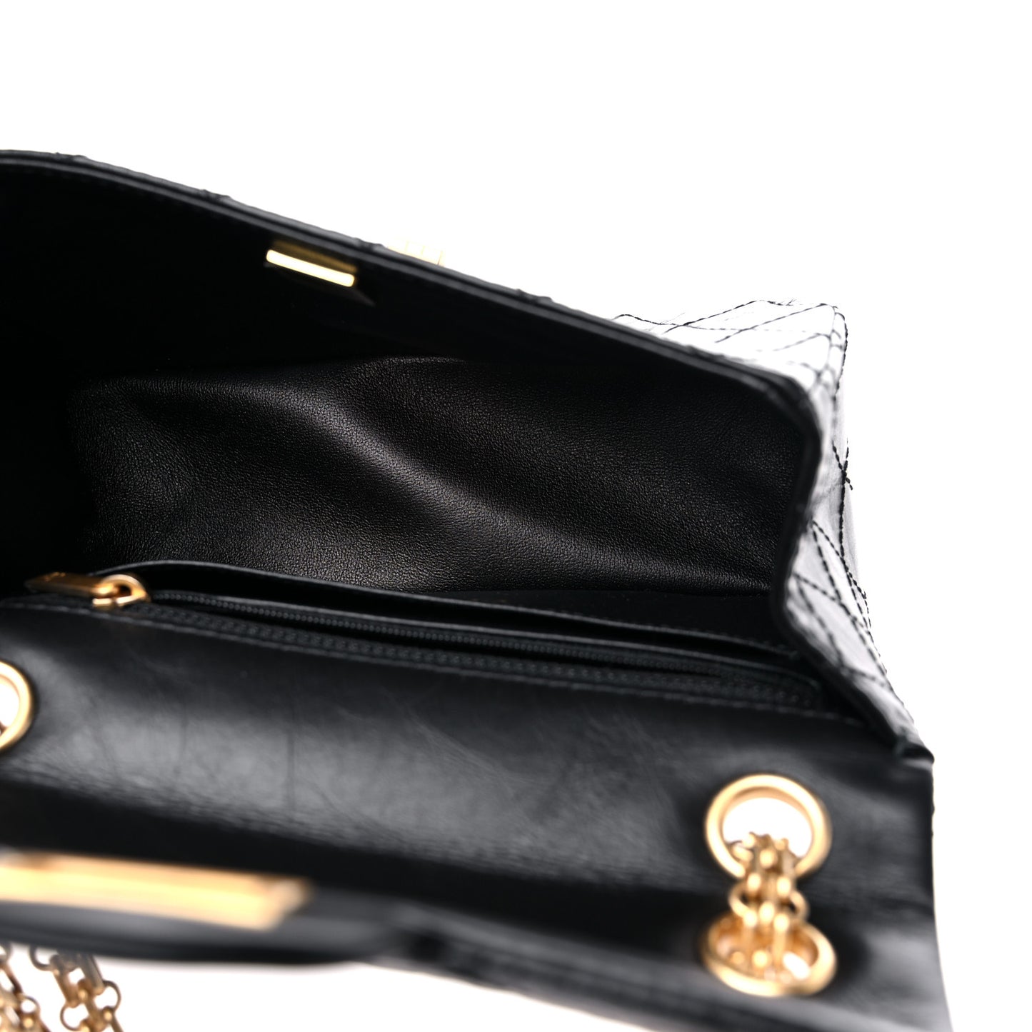 Aged Calfskin Quilted 2.55 Reissue Mini Flap Black