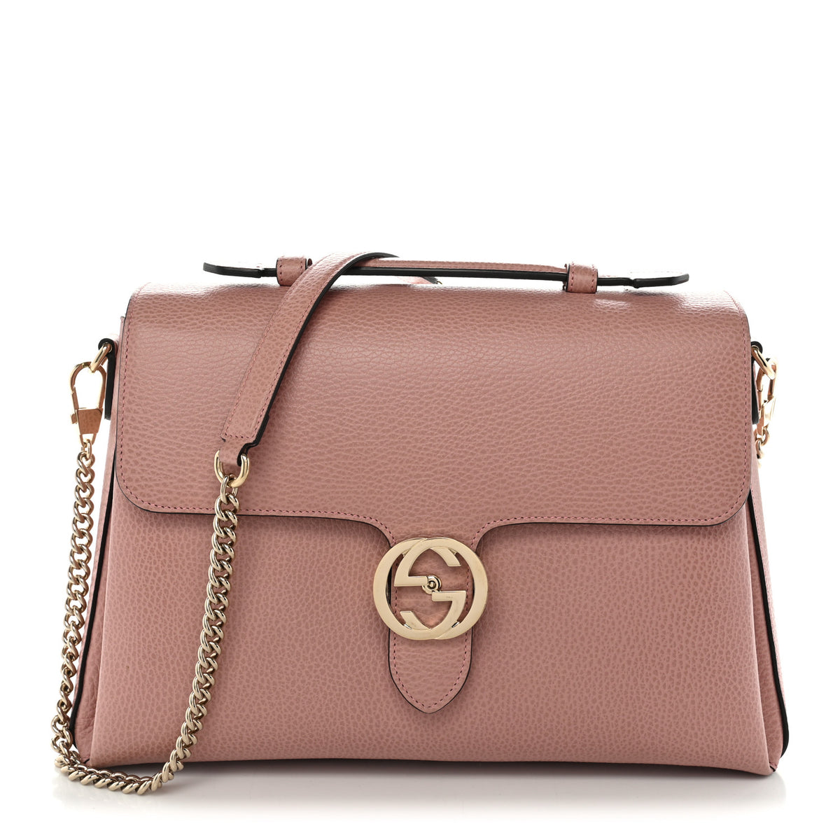 Gucci Dollar Calfskin Medium Interlocking G Top Handle Shoulder Bag Soft Pink 1 of 10