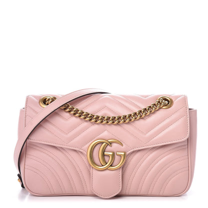 Gucci Calfskin Matelasse Small GG Marmont Shoulder Bag Perfect Pink 1 of 9