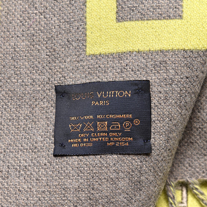 Louis Vuitton Wool Cashmere Fluo Louis City Scarf Yellow Gris 4 of 5