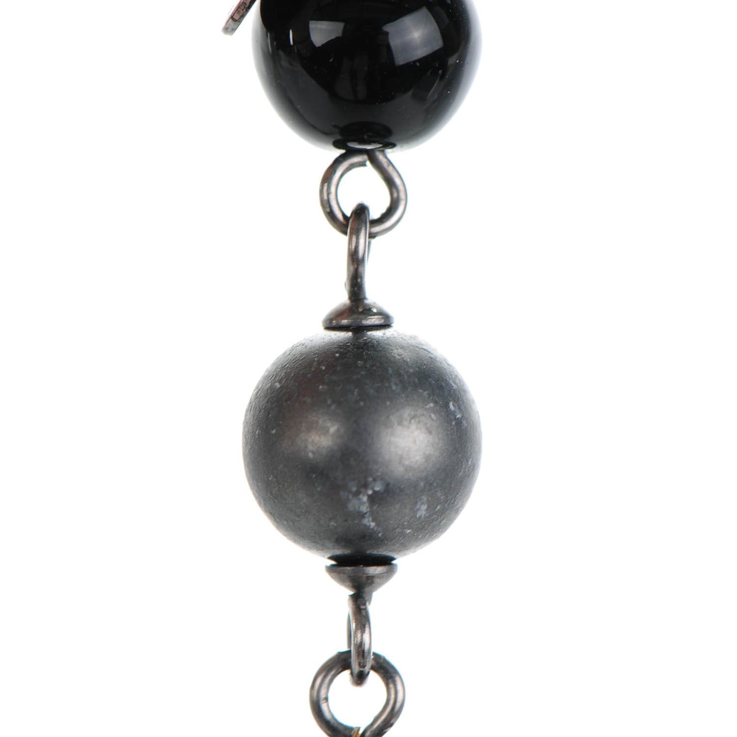 Ruthenium Bead CC Long Necklace Black