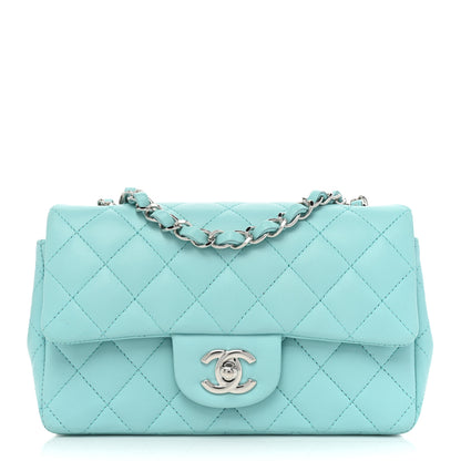 Chanel Lambskin Quilted Mini Rectangular Flap Light Blue 1 of 11