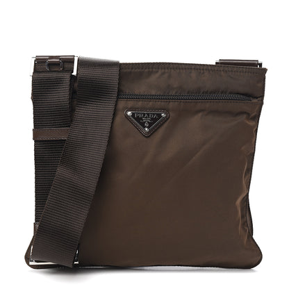 Prada Tessuto Nylon Small Flat Messenger Bag Brown 1 of 8