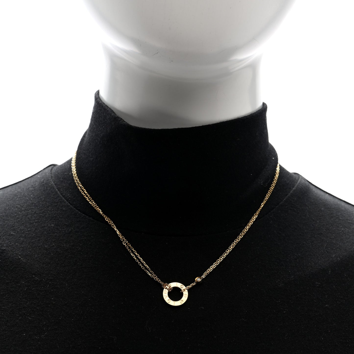 18K Yellow Gold 2 Diamond LOVE Necklace