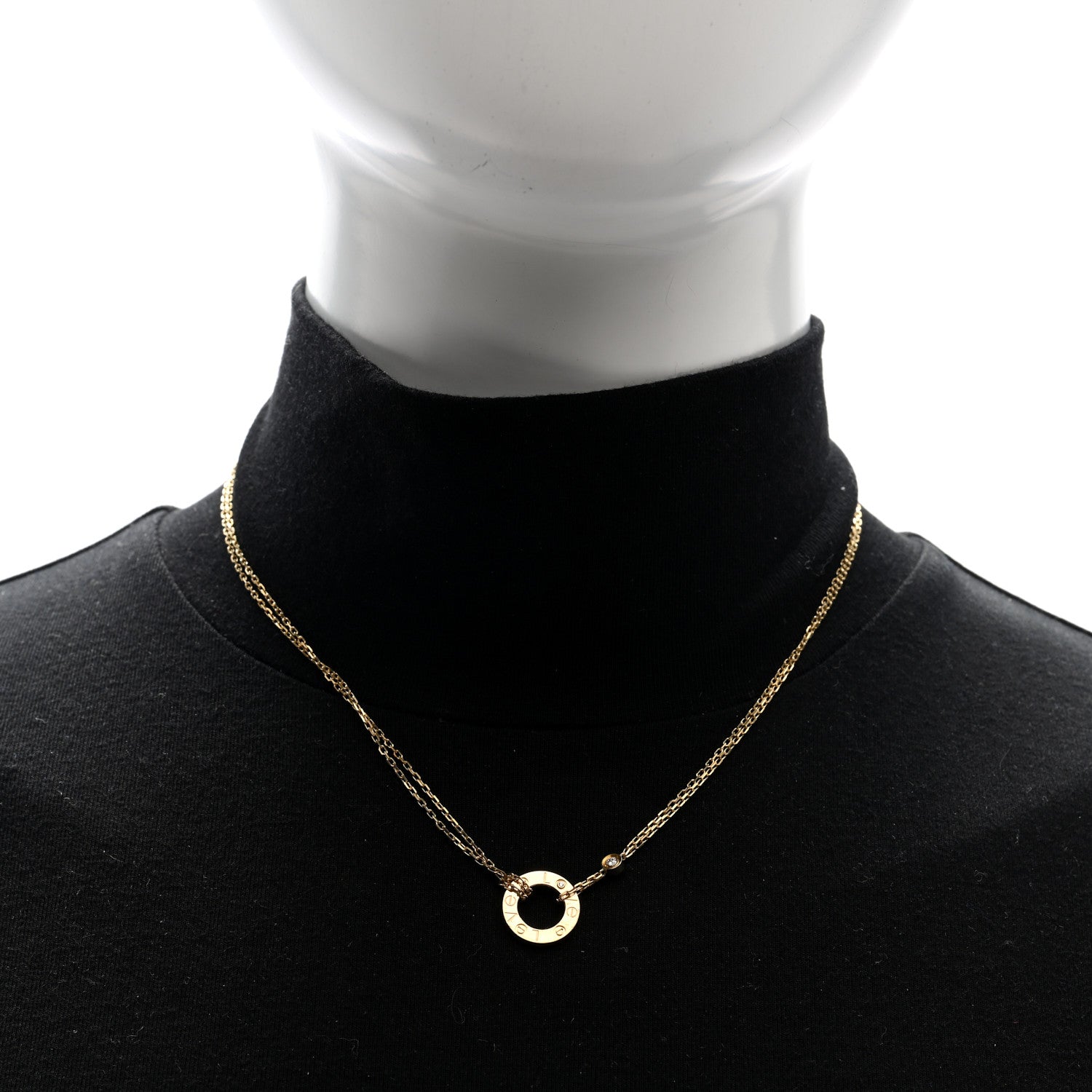 Cartier 18K Yellow Gold 2 Diamond LOVE Necklace 2 of 4