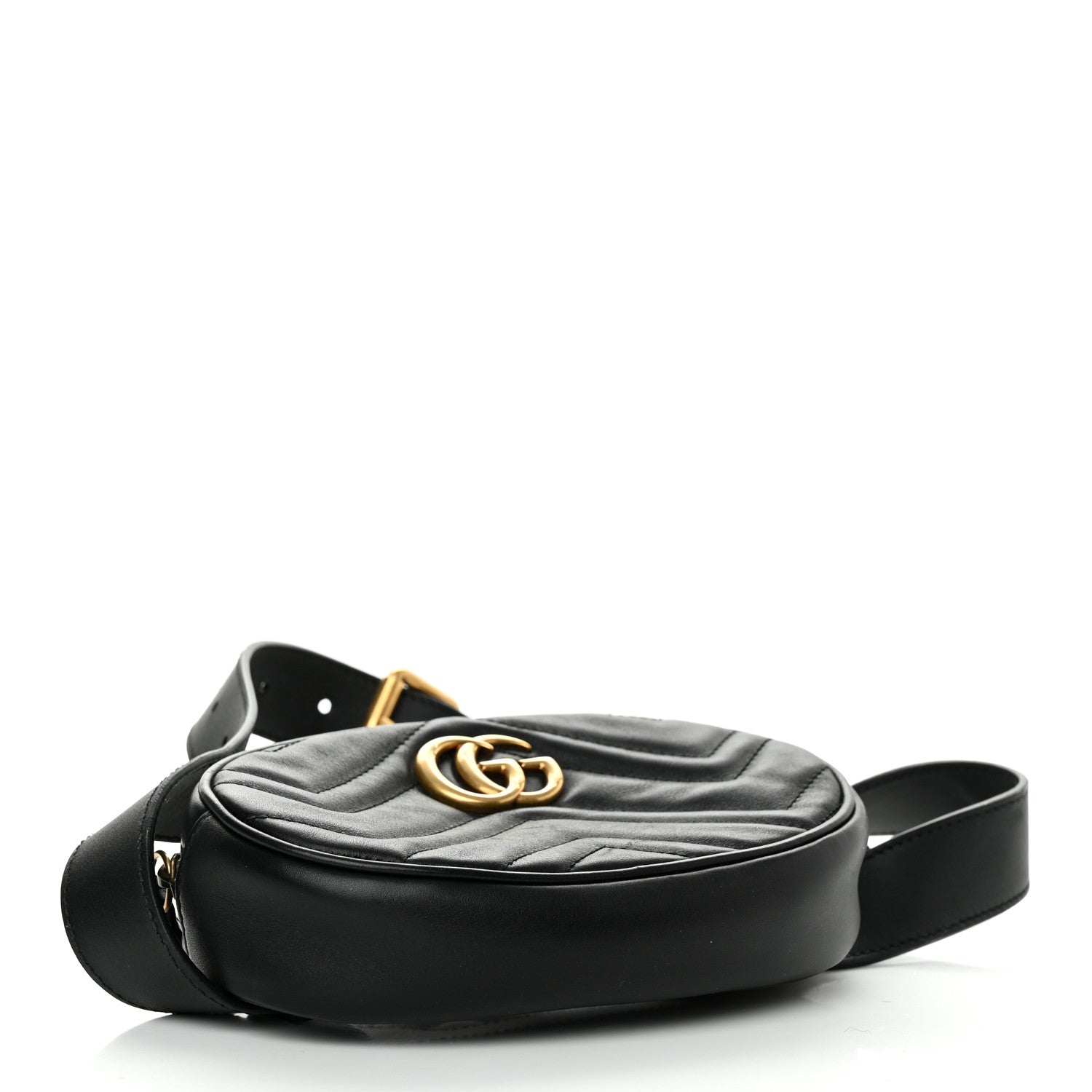 Gucci Calfskin Matelasse GG Marmont Belt Bag 75 30 Black 4 of 12