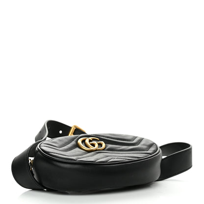 Gucci Calfskin Matelasse GG Marmont Belt Bag 75 30 Black 4 of 12