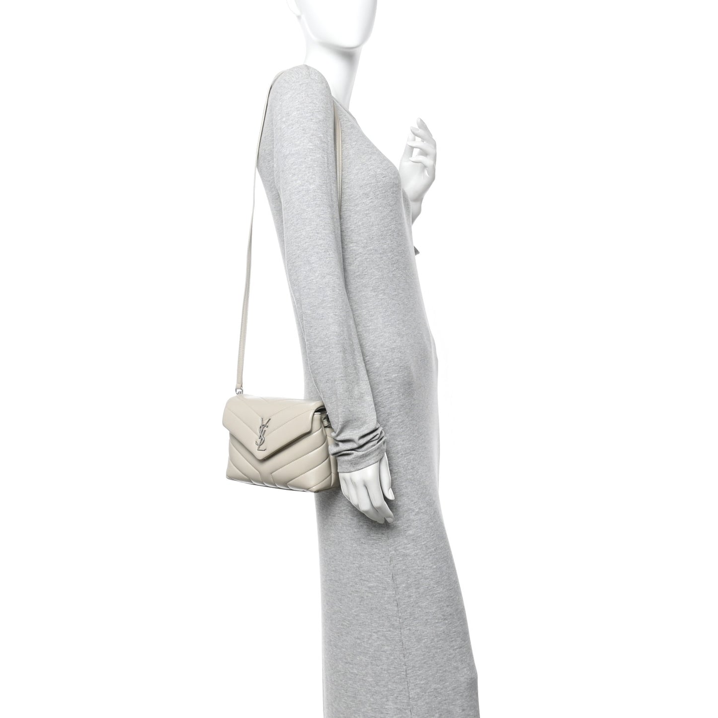 Calfskin Y Quilted Monogram Toy Loulou Crossbody Bag Blanc Vintage