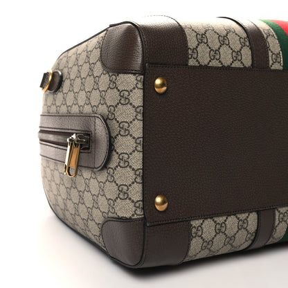 Gucci GG Supreme Monogram Textured Dollar Calfskin Web Medium Savoy Duffle Bag Beige Ebony New Acero 8 of 10