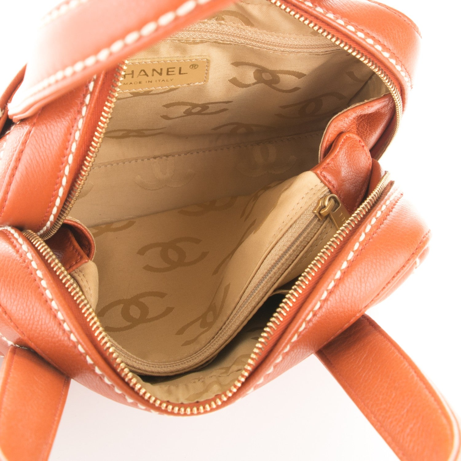 Chanel Calfskin Contrast Stitch Surpique Bowler Brown 5 of 7