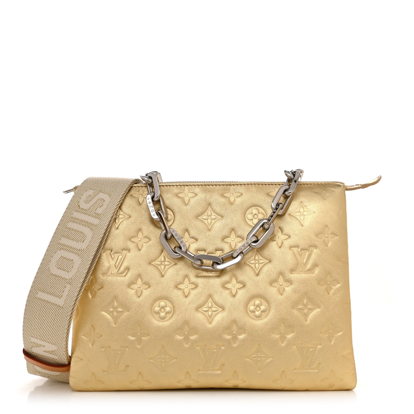 Lambskin Embossed Monogram Coussin PM Gold