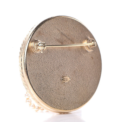 Chanel Metal Resin Pearl Printed Feministe Maize Feminine Brooch White Gold 3 of 5