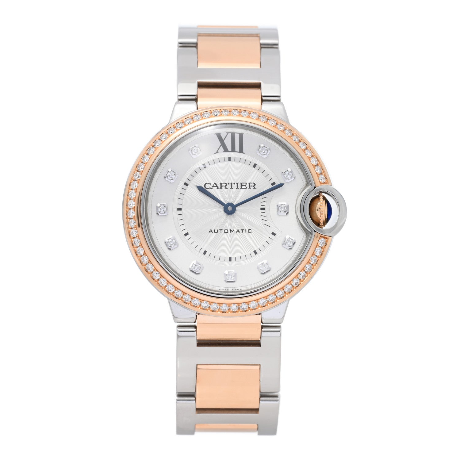 Cartier Stainless Steel 18K Pink Gold Diamond Bezel 36mm Ballon Bleu De Cartier Automatic Watch 1 of 6