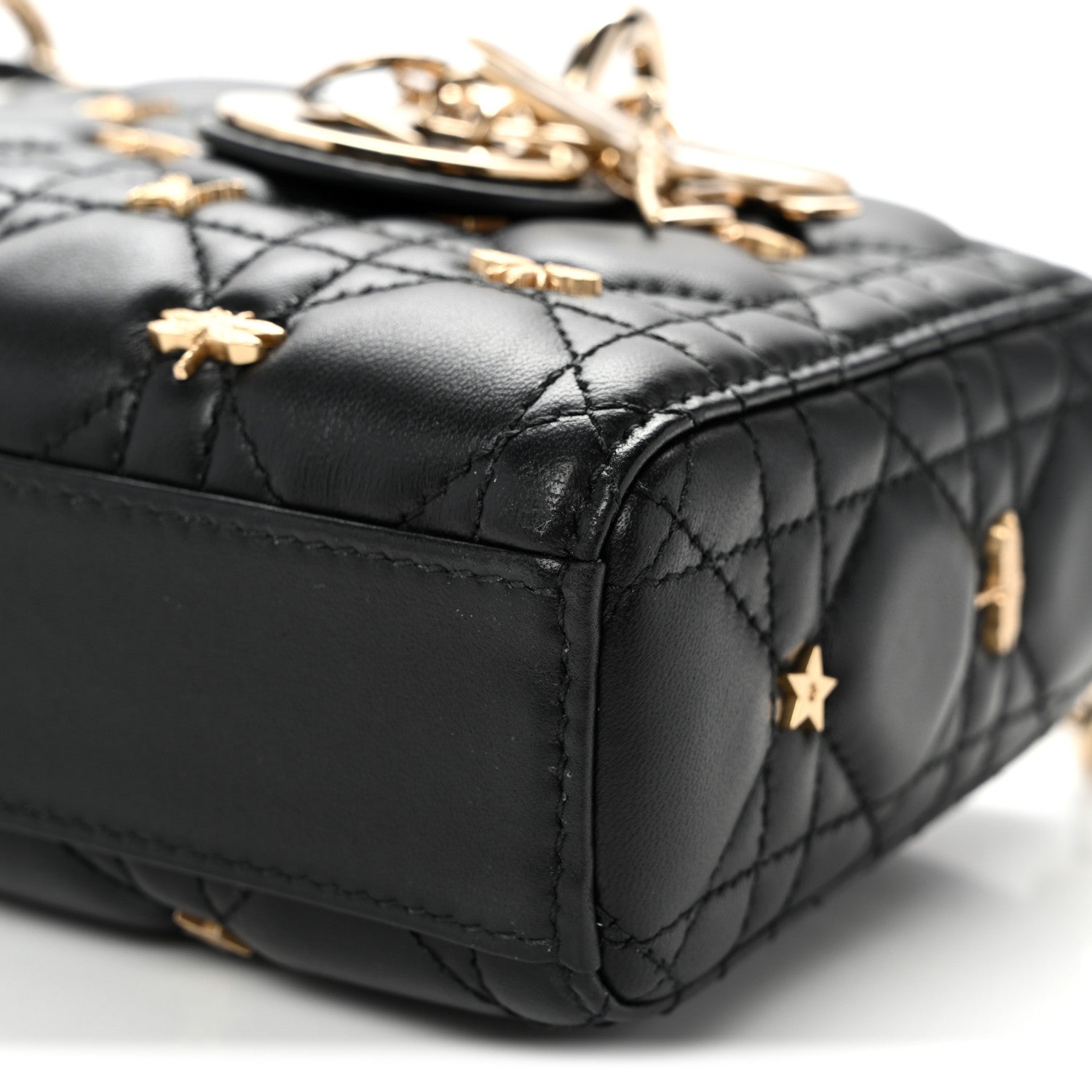 Christian Dior Lambskin Cannage Butterfly Studs Small Lady D-Joy Black 9 of 9