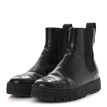 Chanel Calfskin Cap Toe CC Ankle Boots 38 Black 4 of 12