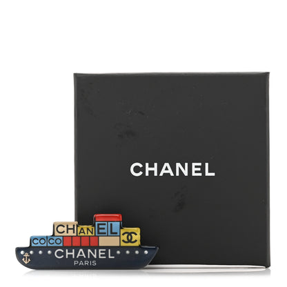 Chanel Resin CC Cruise Ship Brooch Multicolor 4 of 4