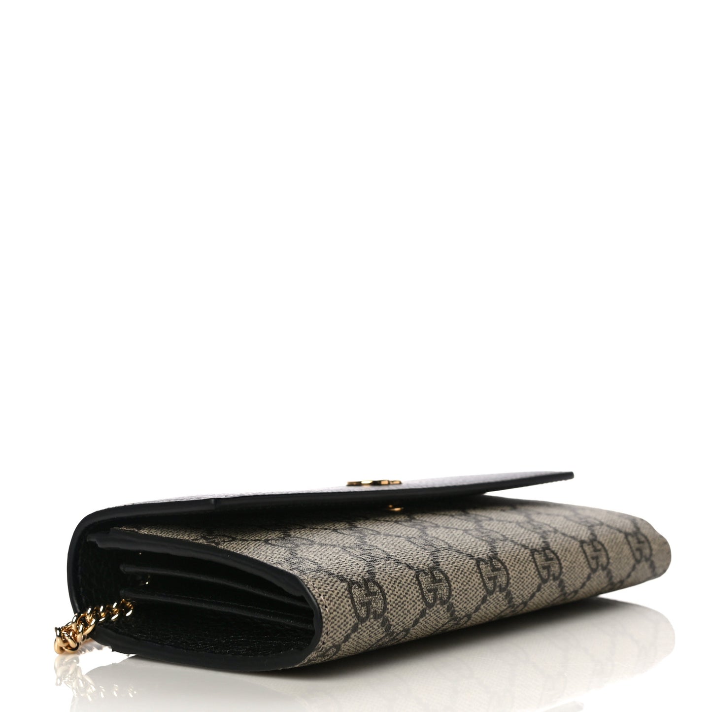 Dollar Calfskin GG Supreme Monogram Petite GG Marmont Wallet Chain Bag Black Beige Ebony