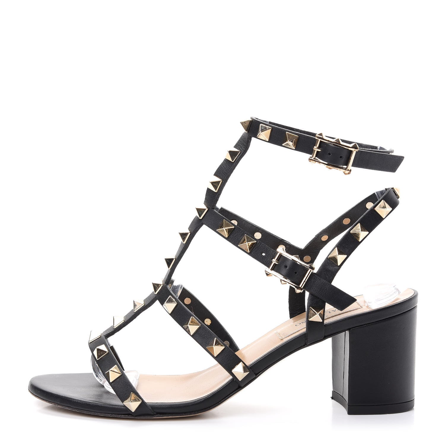 Valentino Garavani Calfskin Rockstud 60mm City Sandals 36.5 Black 1 of 9