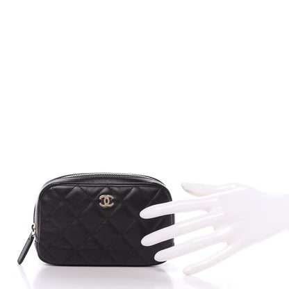 Chanel Lambskin Quilted Small Curvy Pouch Cosmetic Case Black 2 of 10