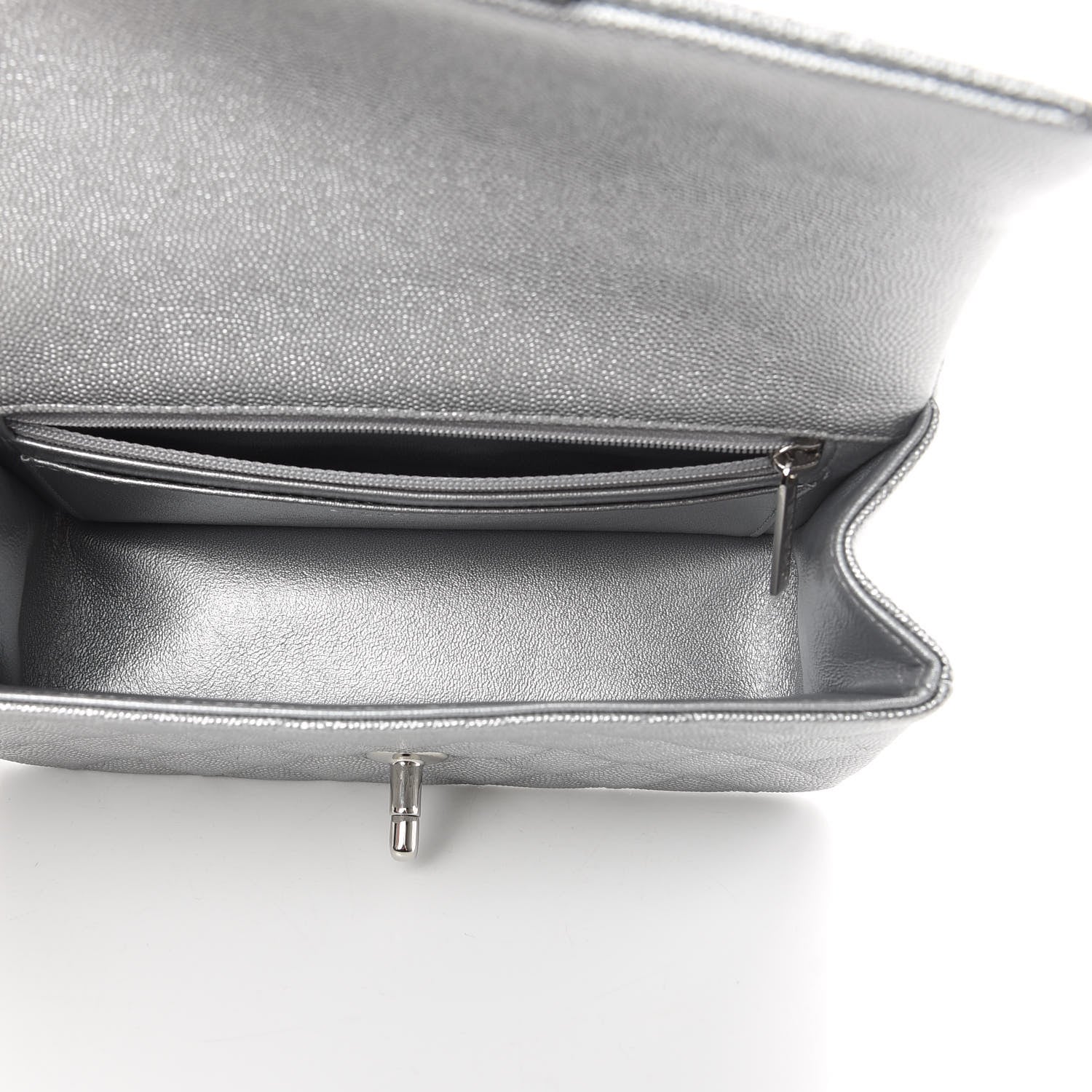 Chanel Metallic Caviar Quilted Mini Top Handle Rectangular Flap Silver 5 of 11