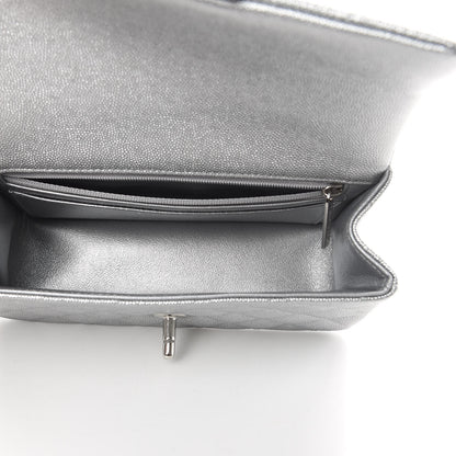 Chanel Metallic Caviar Quilted Mini Top Handle Rectangular Flap Silver 5 of 11