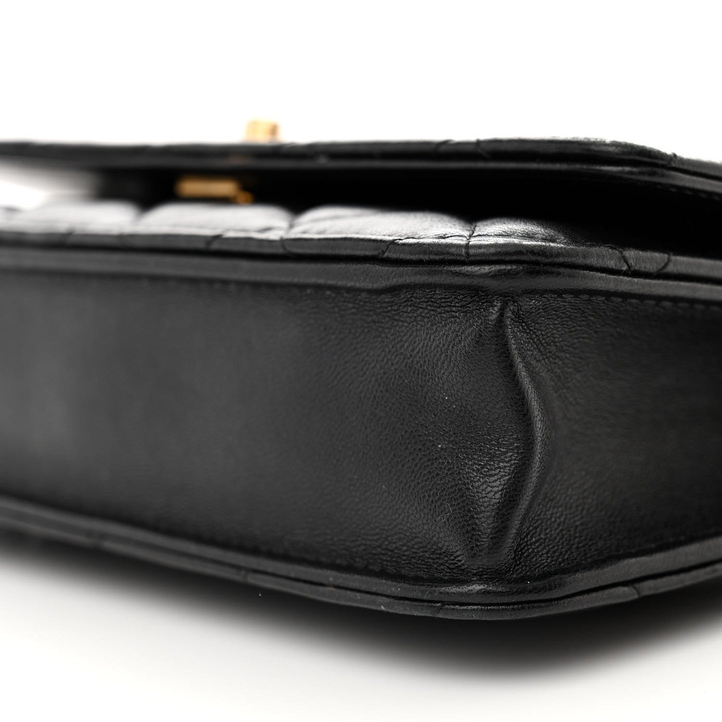 Lambskin Quilted Pearl Crush Wallet On Chain WOC Black