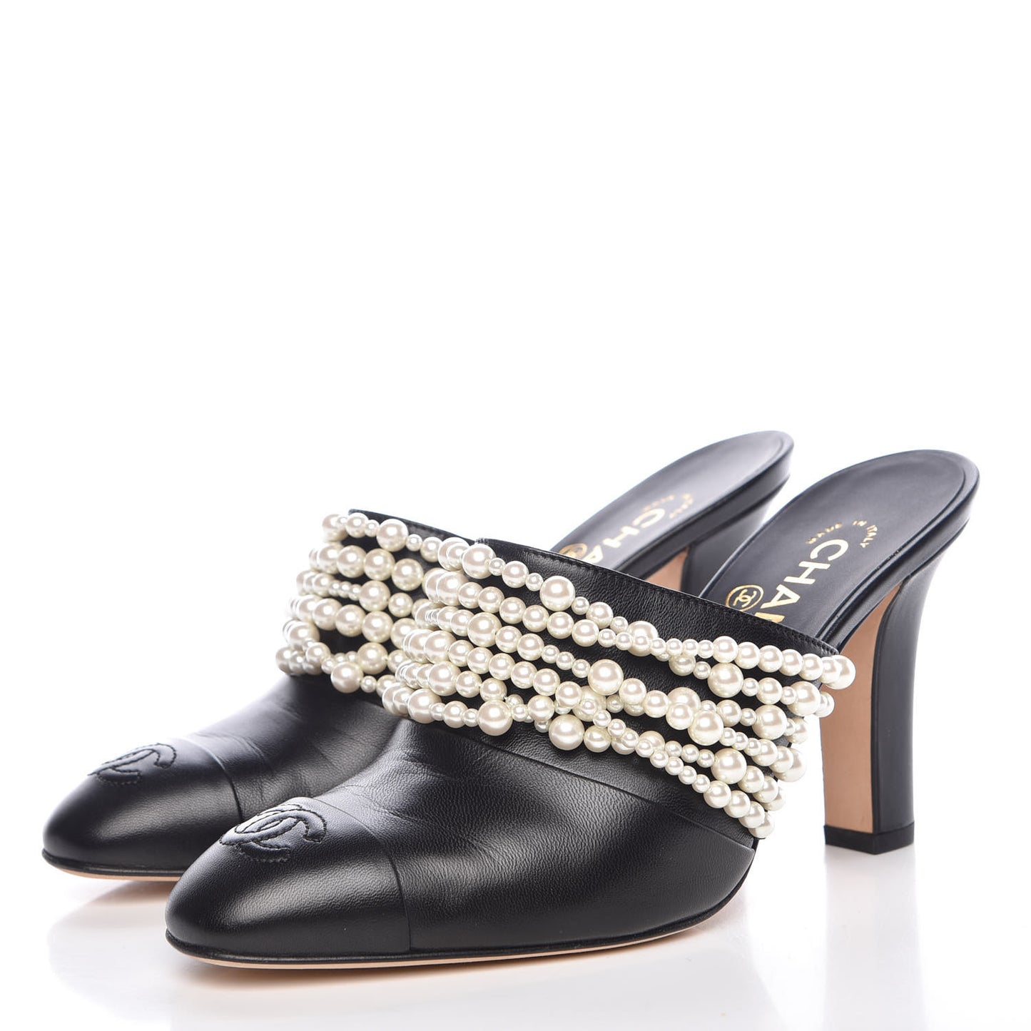Lambskin CC Pearl Mule 37.5 Black