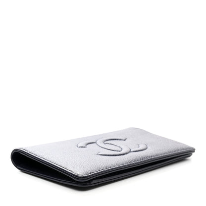 Chanel Caviar Timeless CC Yen Wallet Dark Blue 4 of 12