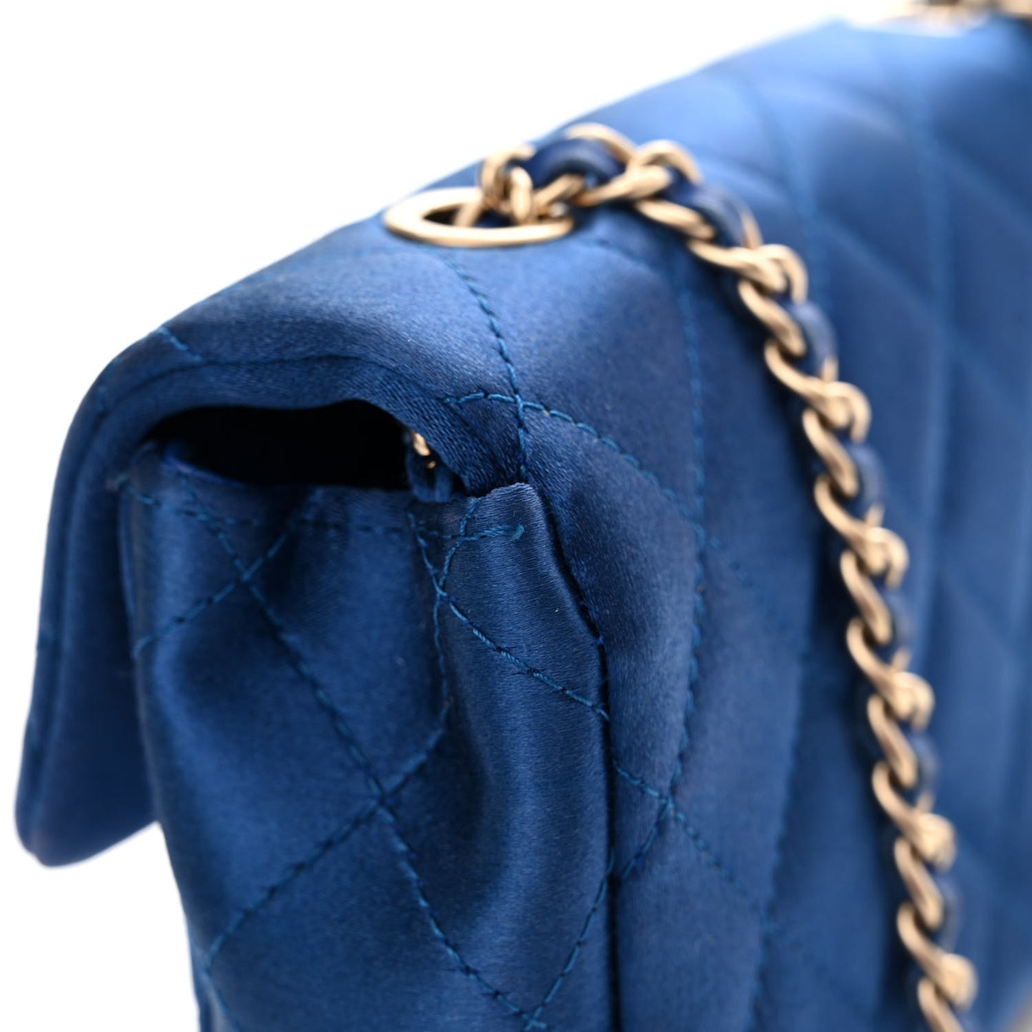 Satin Quilted Extra Mini Rectangular Flap Blue