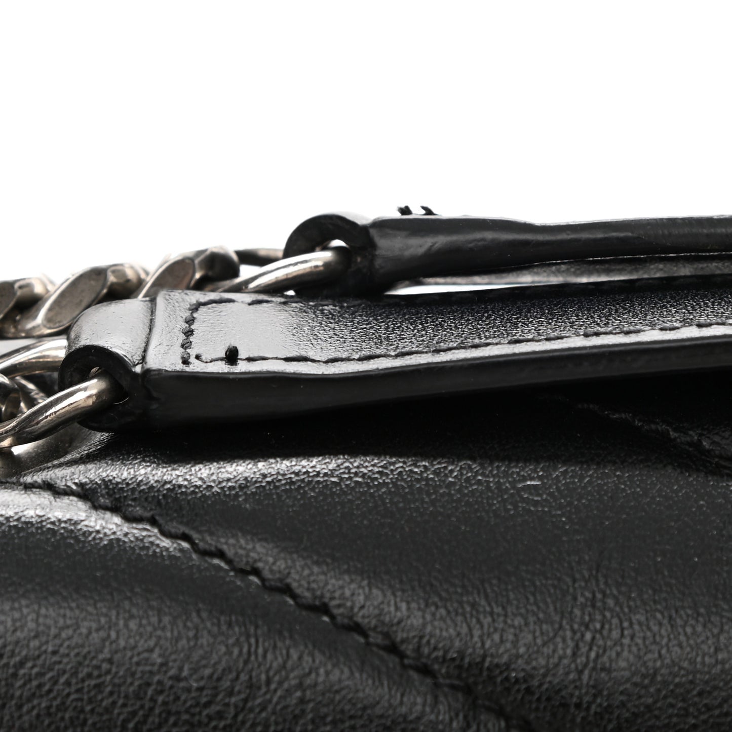 Calfskin Y Quilted Monogram Medium Loulou Chain Satchel Black