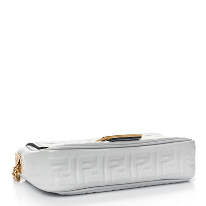Fendi Nappa Small FF Embossed Midi Chain Baguette Ghiaia 4 of 9