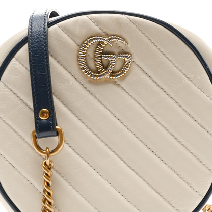 Gucci Azalea Calfskin Matelasse Diagonal Mini Torchon GG Marmont Round Shoulder Bag Mystic White Blue Agata 8 of 11