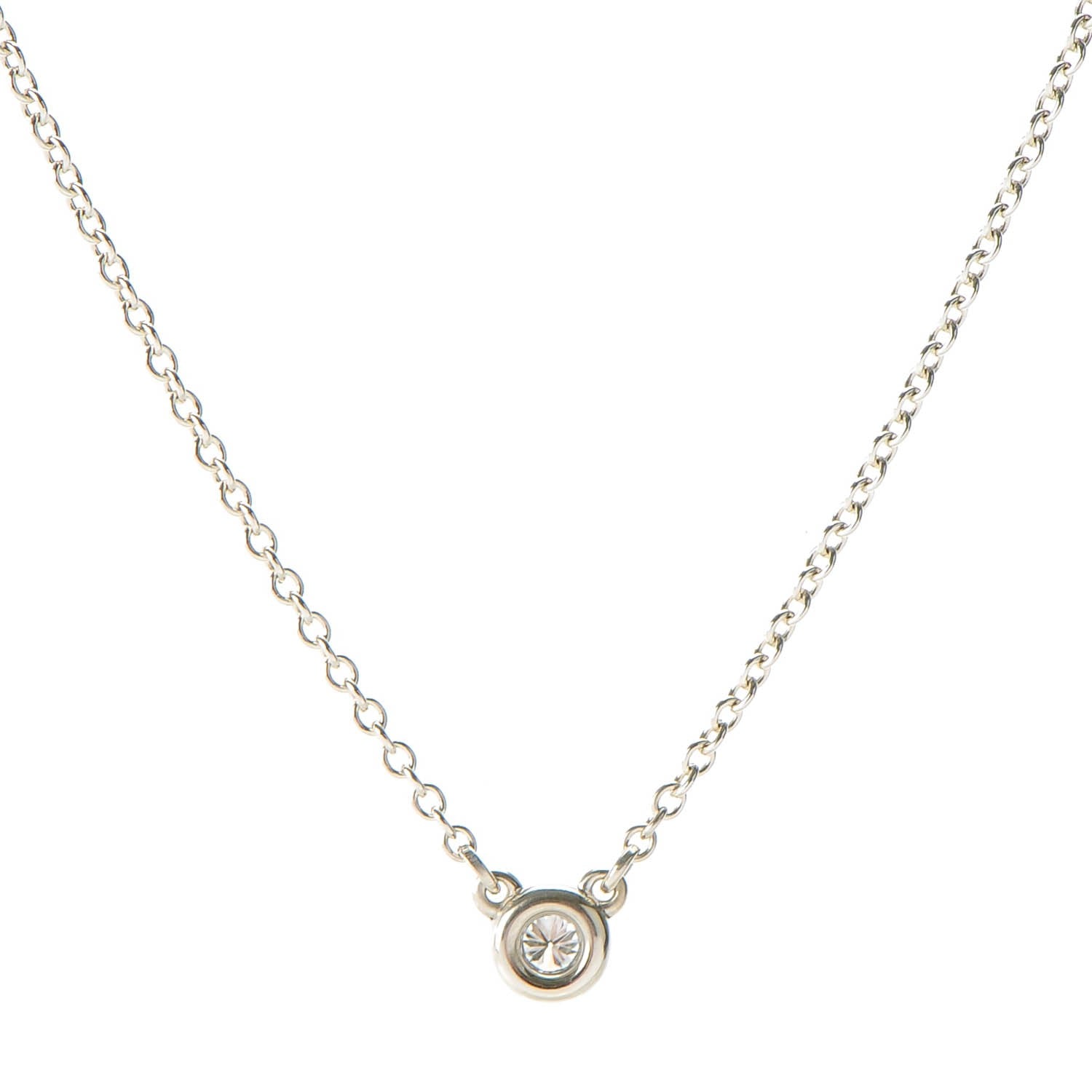 Tiffany Sterling Silver Diamond .05ct Elsa Peretti Diamonds by the Yard Pendant Necklace 1 of 8