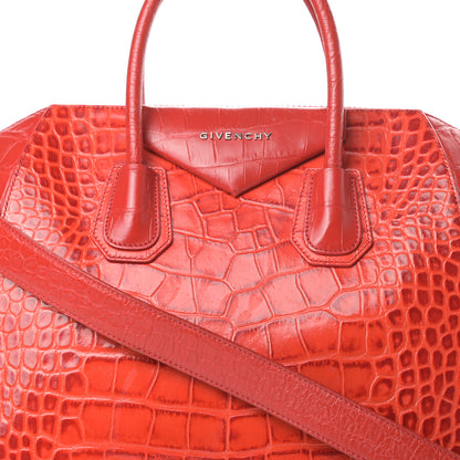 Givenchy Calfskin Crocodile Embossed Medium Antigona Red 8 of 21